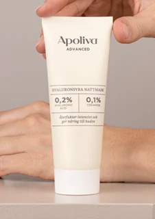 Apoliva Advanced nattmask hyaluron som innehåller hyaluronsyra och ceramider.