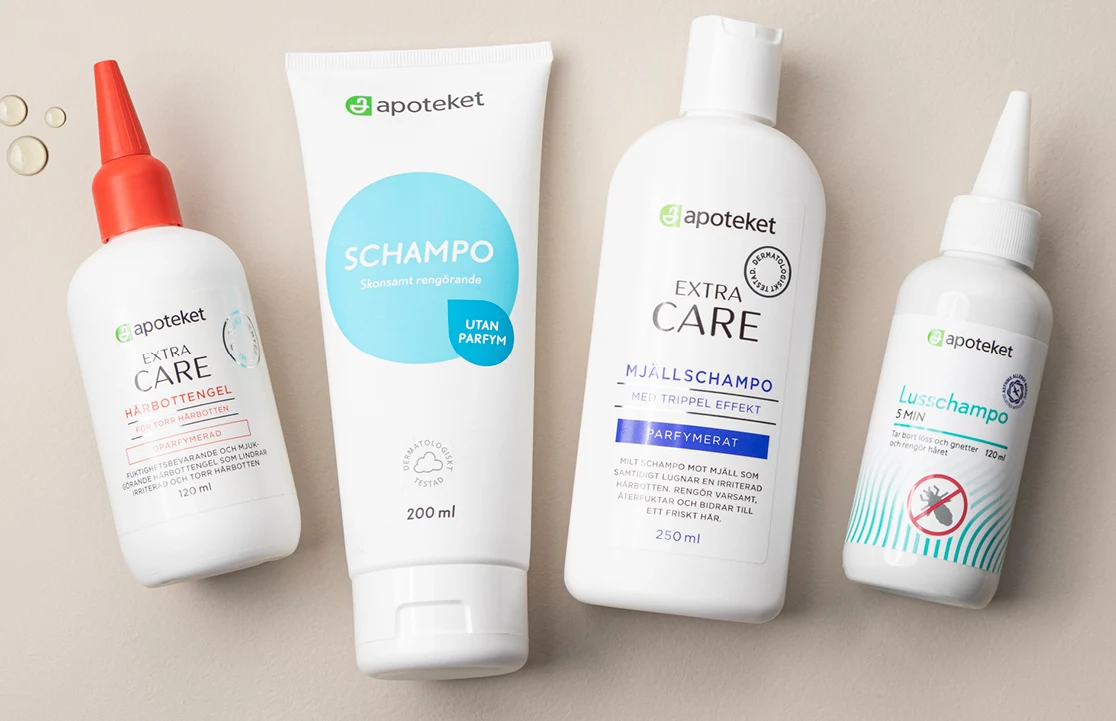 Apoteket hårvård: schampo och behandlingar.