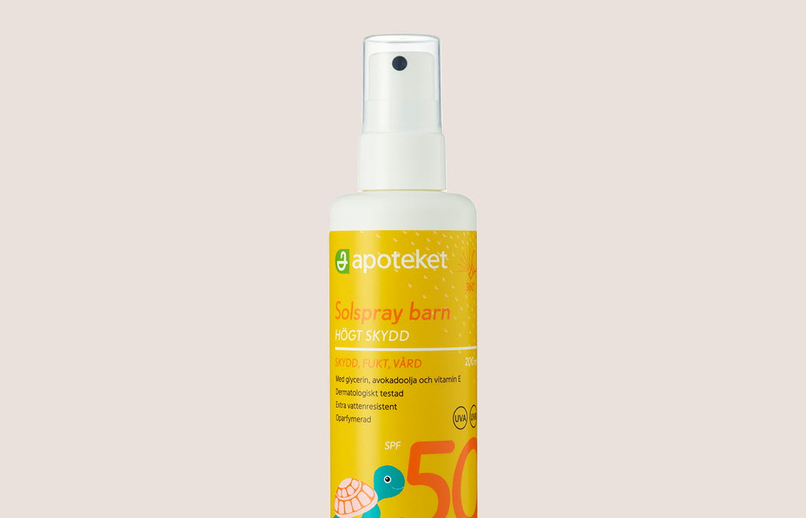 Apoteket Solspray Barn SPF 50.