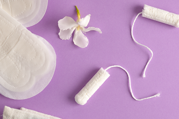 Olika typer av mensskydd.