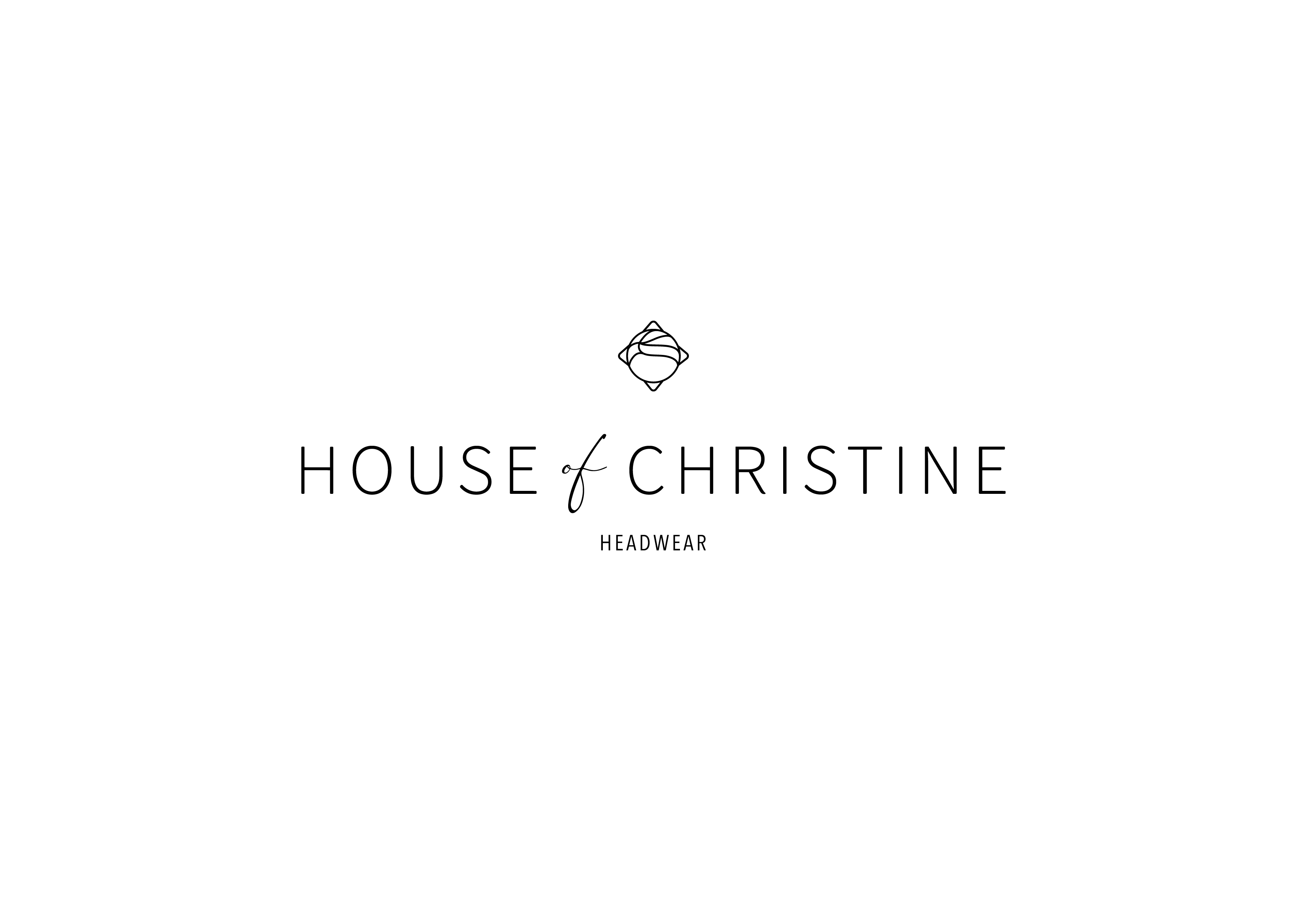 Svart House of Christine logo på vit bakgrund.
