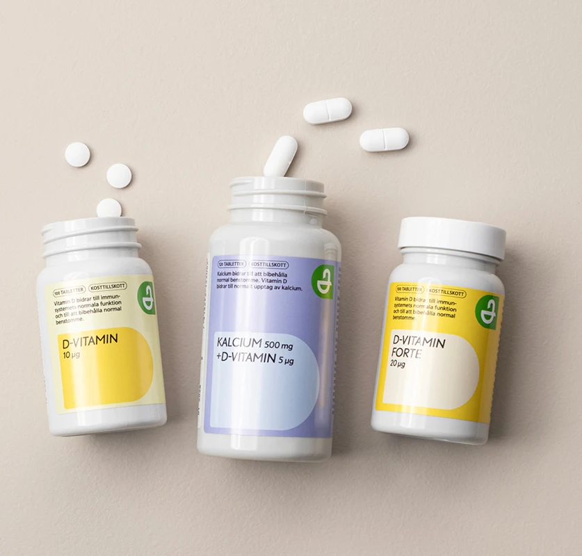 D-vitamin och kalcium+D-vitamin.