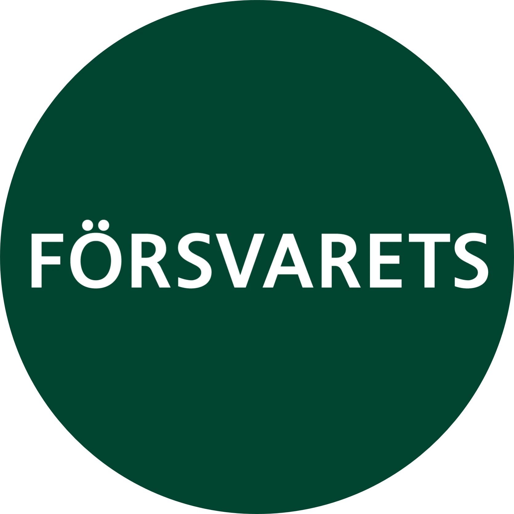 Logotyp för Försvarets med grön bakgrund.