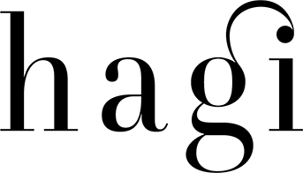 Logotyp för Hagi med svart lekfull typografi.