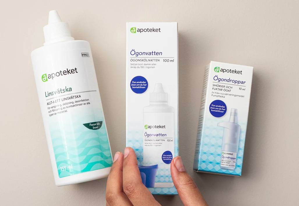 Linsvätska, ögonvatten och ögondroppar.