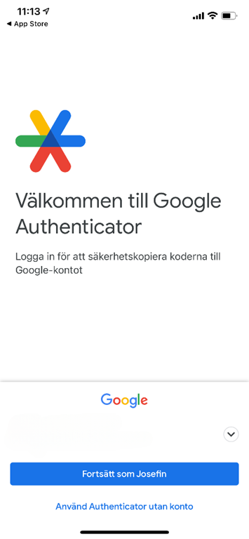 Appen Google Authenticator.