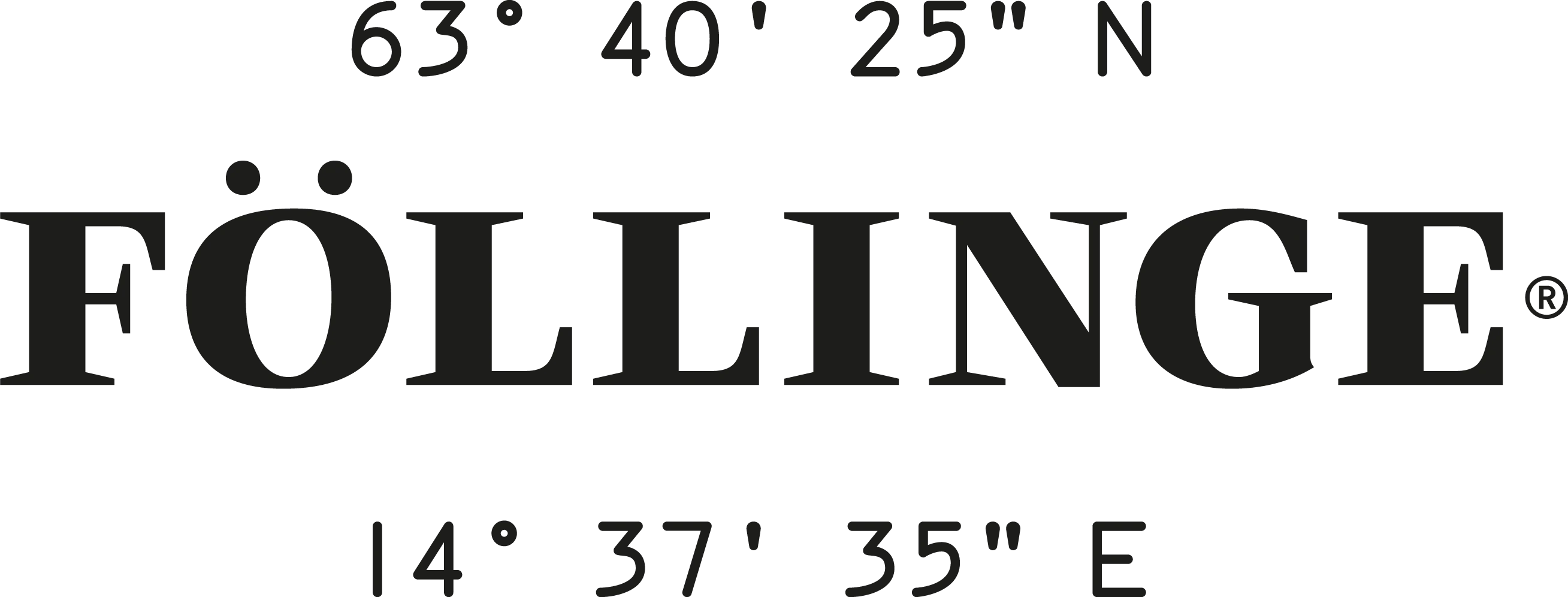 Logotyp för Föllinge med koordinater.