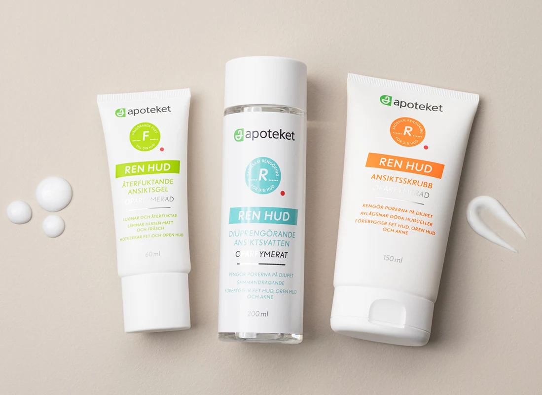 Ren Hud – gel, ansiktsvatten, skrubb.