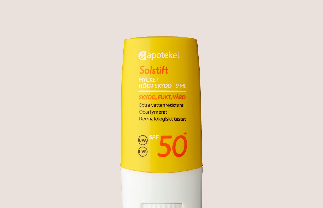 Apotekets solstift SPF 50+.
